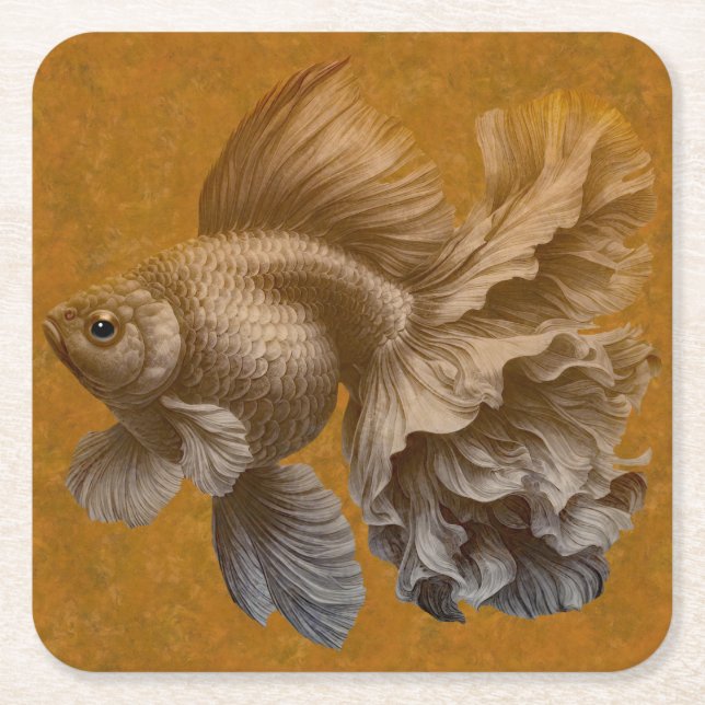Goldfish Square Paper Coaster (Front)