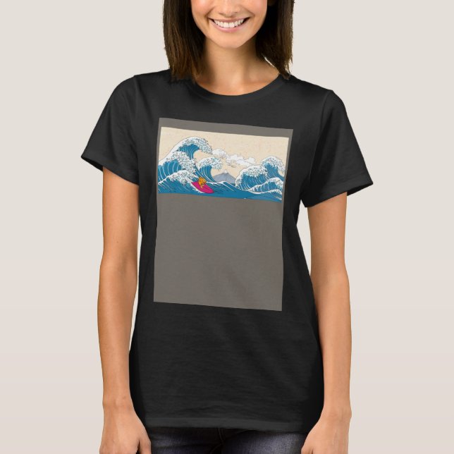 GoldFish Surfing Great Wave Off Kanagawa Surfer T-Shirt (Front)