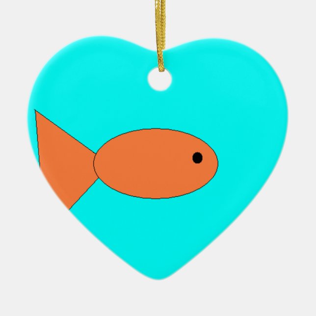 goldfish swimming in the ocean, art by kids :) ceramic ornament (Front)