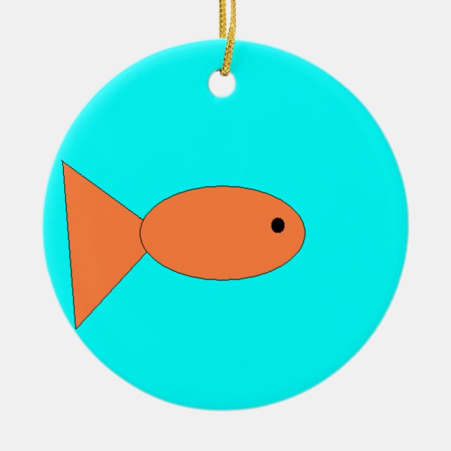 goldfish swimming in the ocean, art by kids :) ceramic ornament (Front)