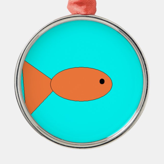 goldfish swimming in the ocean, art by kids :) metal ornament (Front)