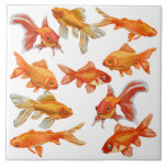 Goldfish Tile<br><div class="desc">A fun novelty print featuring goldfish is great for framing or use in a home decorating project or the beach house.</div>