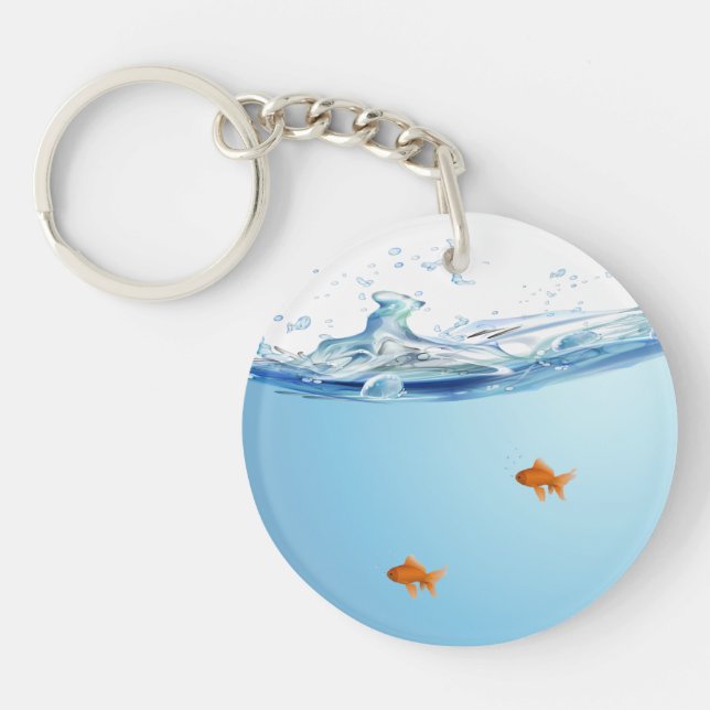 Goldfish under water aquarium keychain (Front)