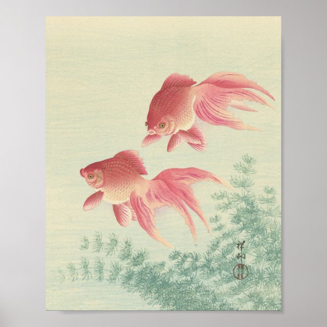 Goldfish Vintage Japanese Woodblock Print (Front)