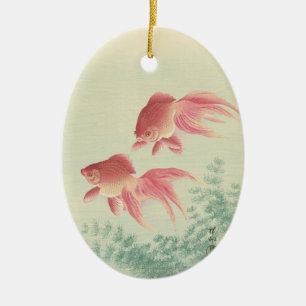 Goldfish Vintage Japanese Woodblock Print Ceramic Ornament