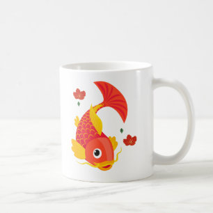 Goldfish with flowing fins and red blossoms Coffee Mug