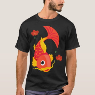 Goldfish with flowing fins and red blossoms T-Shirt