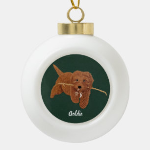 Goldie Doodle Ceramic Ball Christmas Ornament