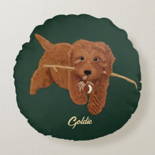 Goldie Doodle Round Pillow