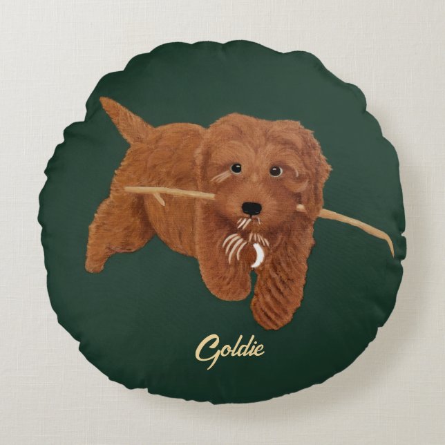 Goldie Doodle Round Pillow (Front)
