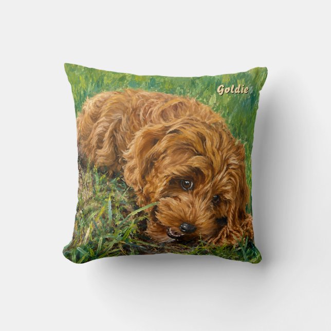 Goldie Doodle Throw Pillow (Front)