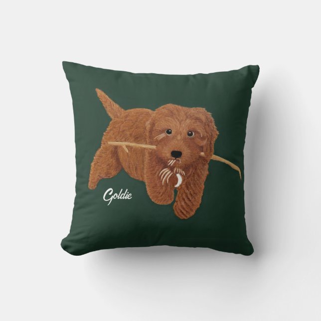 Goldie Doodle Throw Pillow (Front)