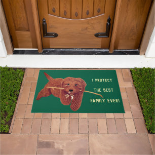 Goldie Golden Dog Green Doormat