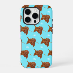Goldie Golden Doodle Blue iPhone 16 Pro Case