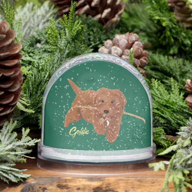 Goldie Golden Doodle Snowglobe (Winter)
