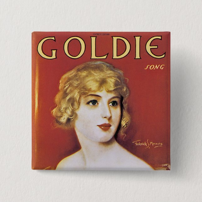Goldie Song 2 Inch Square Button (Front)