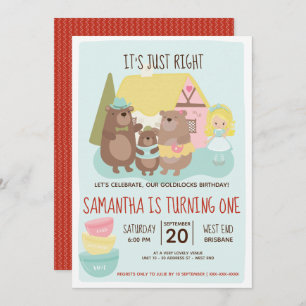 Goldilocks et les trois ours Invitation d'annivers