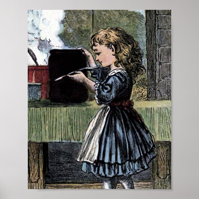 Goldilocks Tasting the Food Vintage Illustration Poster (Front)