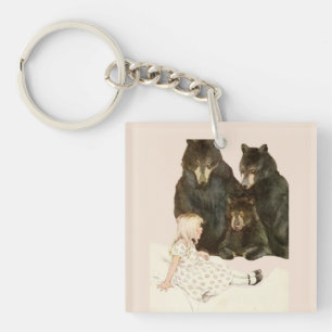 Goldilocks & the 3 Bears Vintage Illustrations Squ Keychain