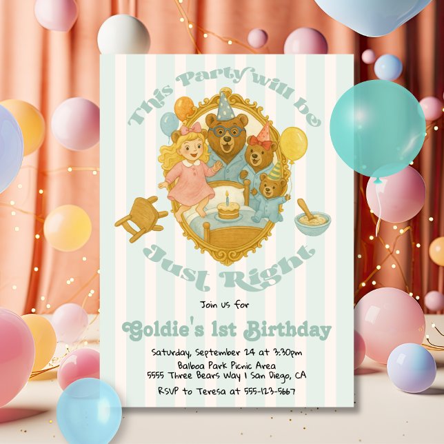 Goldilocks & the Three Bears Birthday Party Invitation (Creator Uploaded)