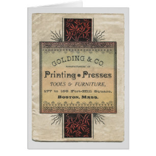 Golding 1887 carte d'impression de presse à lettre
