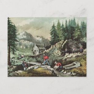 Goldmining in California, 1871 Postcard