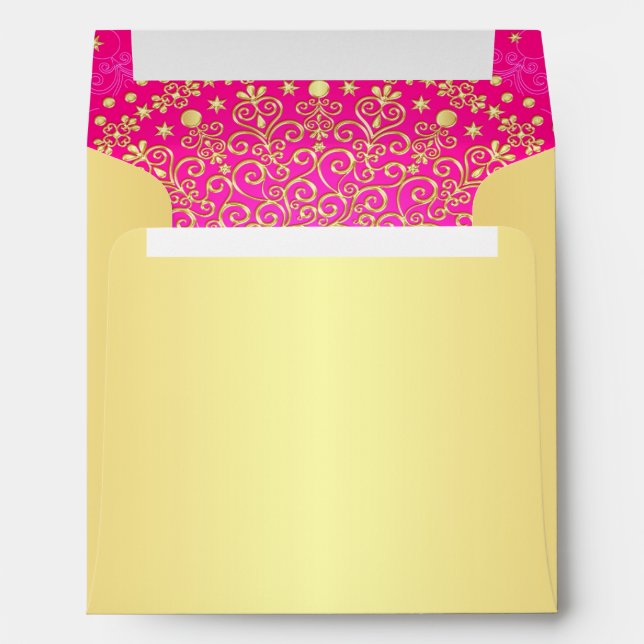 Goldtone and Pink Scrolls Square Envelope (Back (Bottom))