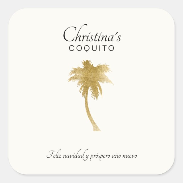Goldtone Palm Tree Coquito Sticker (Front)