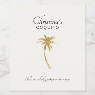 Goldtone Palm Tree Coquito  Wine Label