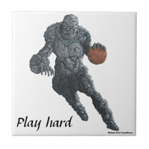 Golem Dribbling Basketball Fantasy Art Sport Tile