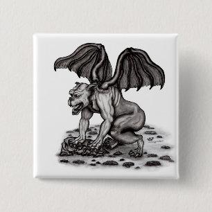 Golem Gargoyle 2 Inch Square Button