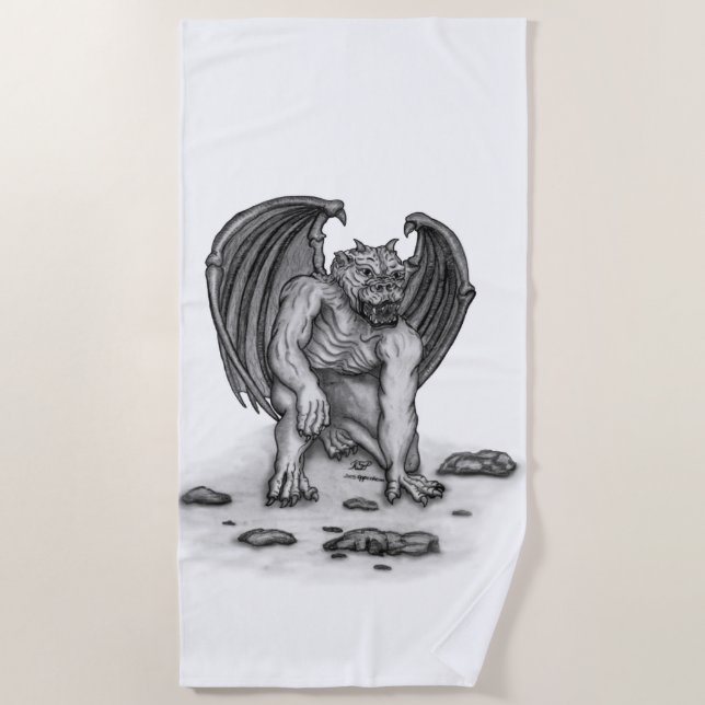 Golem Gargoyle Beach Towel (Front)