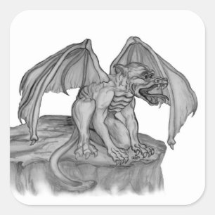 GOLEM - Gargoyle black-and-white Design Square Sticker