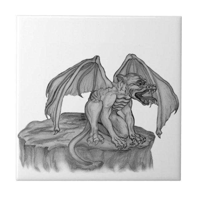 GOLEM - Gargoyle black-and-white Design Tile (Front)