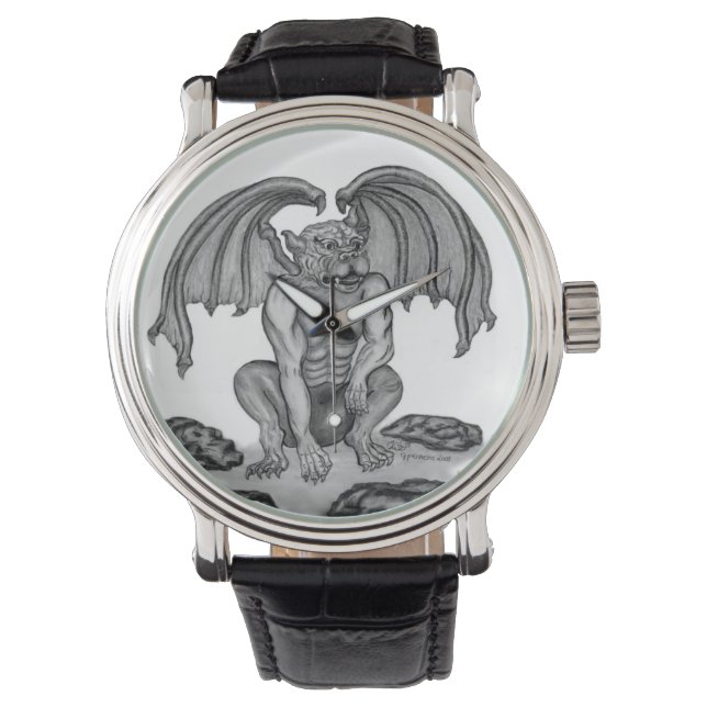 Golem Gargoyle, Black and white design Watch (Front)