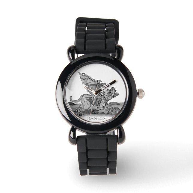 Golem Gargoyle, Black and white design Watch (Front)