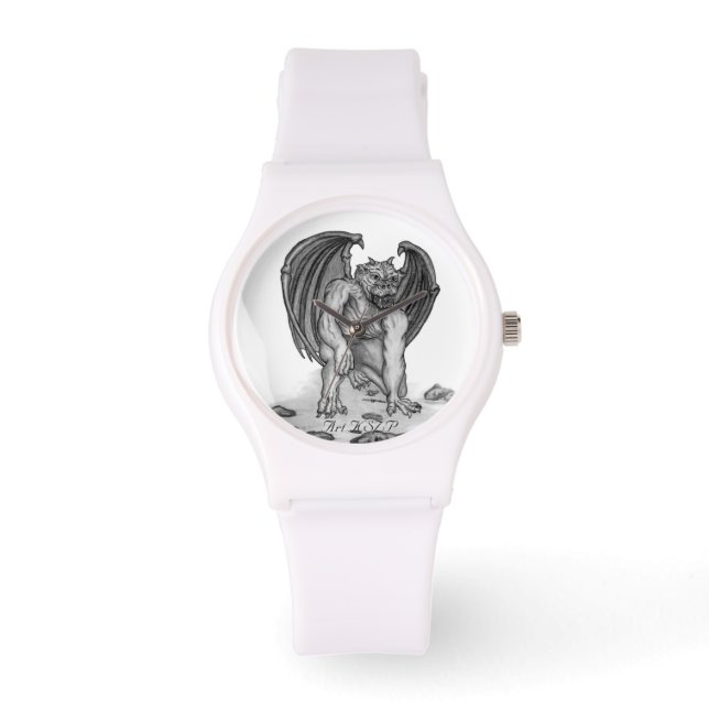 Golem Gargoyle, Black and white design Watch (Front)