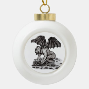 Golem Gargoyle Ceramic Ball Christmas Ornament