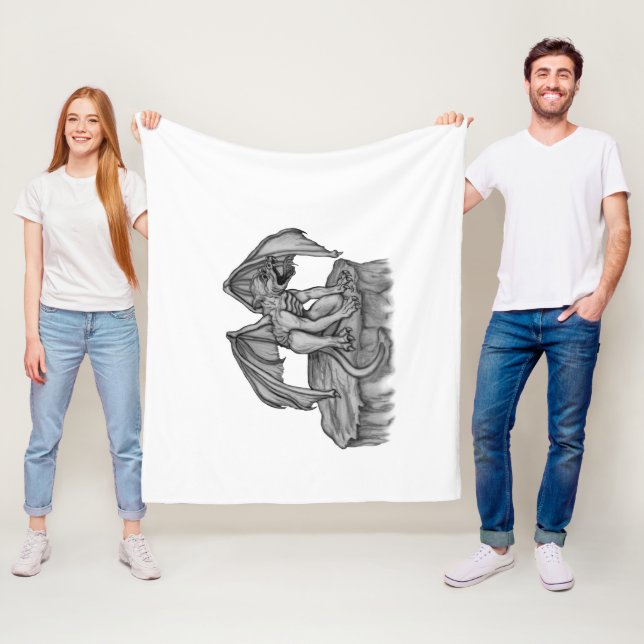 Golem Gargoyle Fleece Blanket (In Situ)