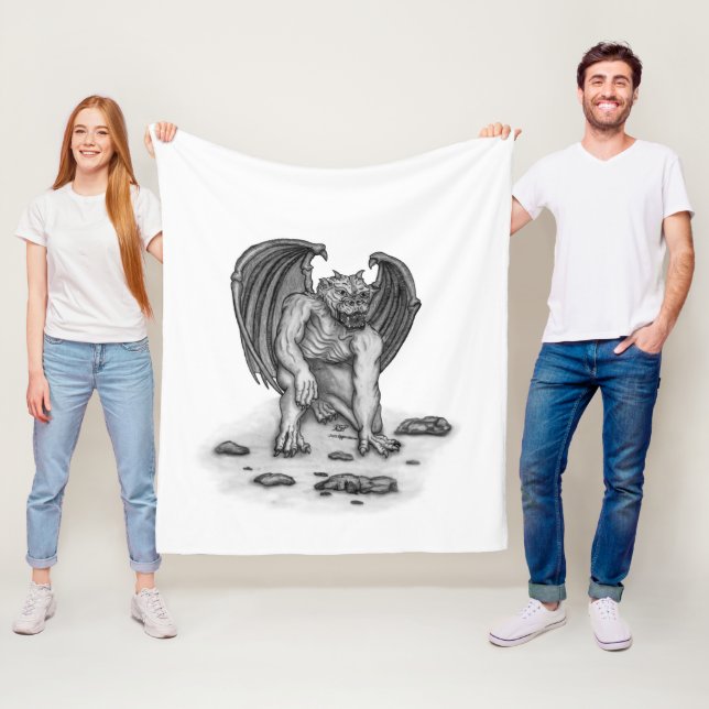 Golem Gargoyle Fleece Blanket (In Situ)