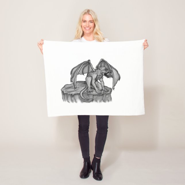 Golem Gargoyle Fleece Blanket (In Situ)
