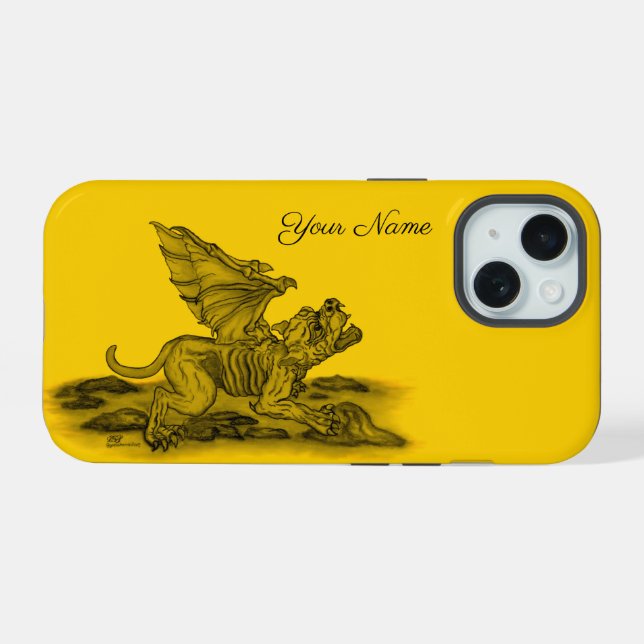 Golem Gargoyle iPhone 15 Case (Back Horizontal)