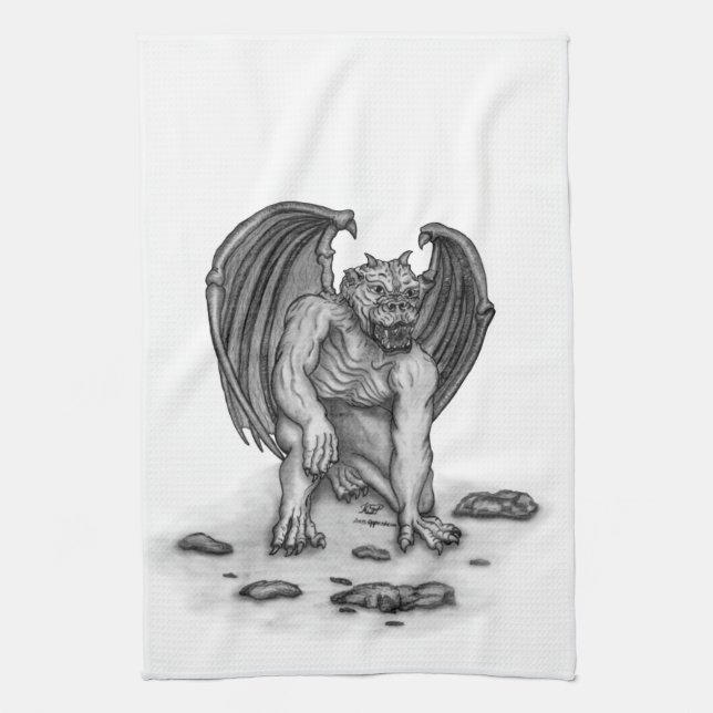 Golem Gargoyle Kitchen Towel (Vertical)