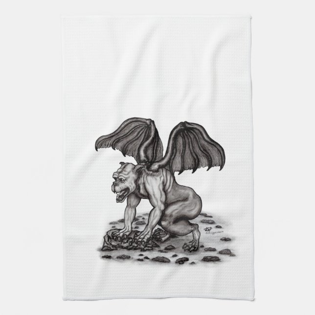 Golem Gargoyle Kitchen Towel (Vertical)