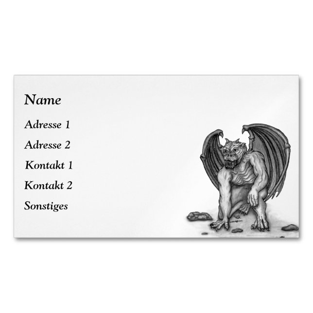Golem Gargoyle Magnet Business Card (Front)