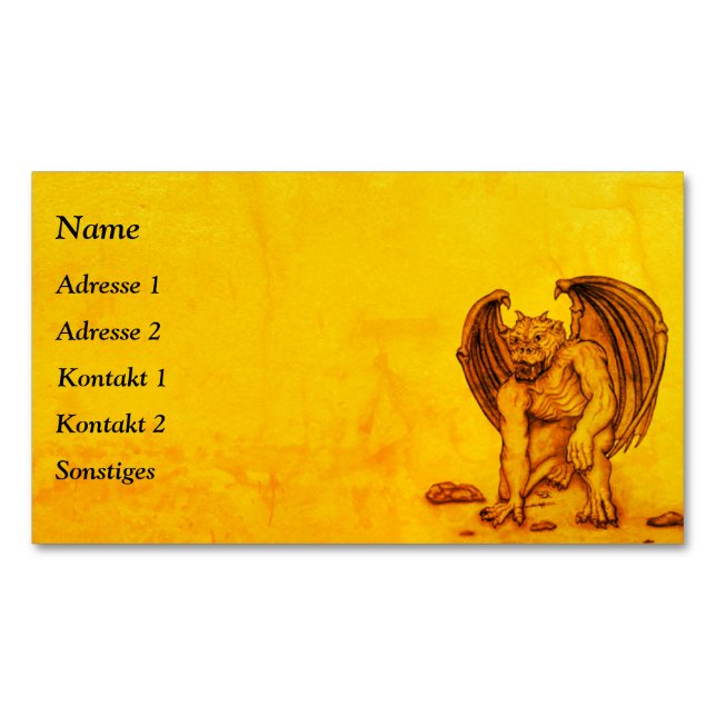 Golem Gargoyle Magnet Business Card (Front)
