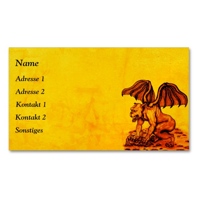 Golem Gargoyle Magnet Business Card (Front)