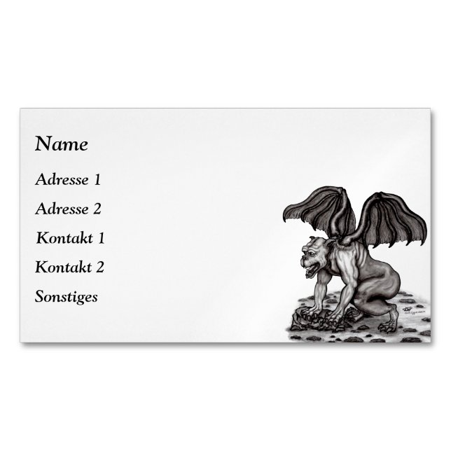 Golem Gargoyle Magnet Carte de visite (devant)