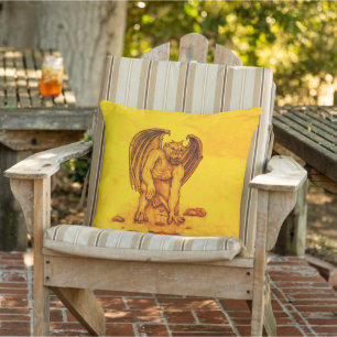 Golem Gargoyle Outdoor Pillow