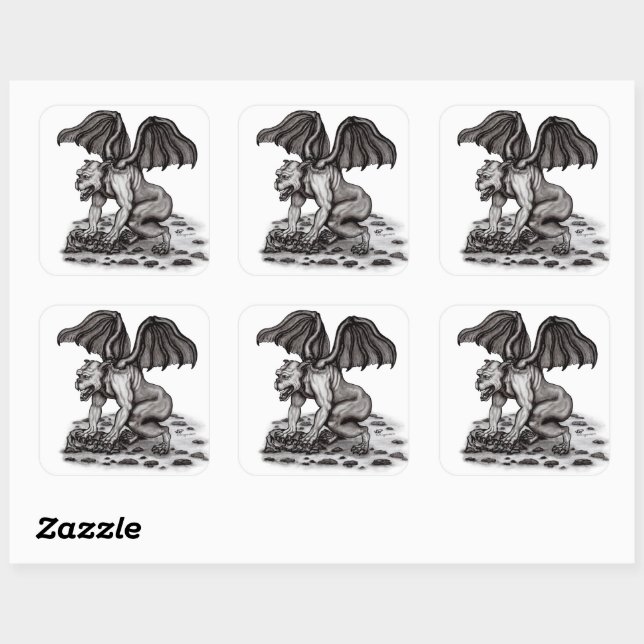 Golem Gargoyle Square Sticker (Sheet)